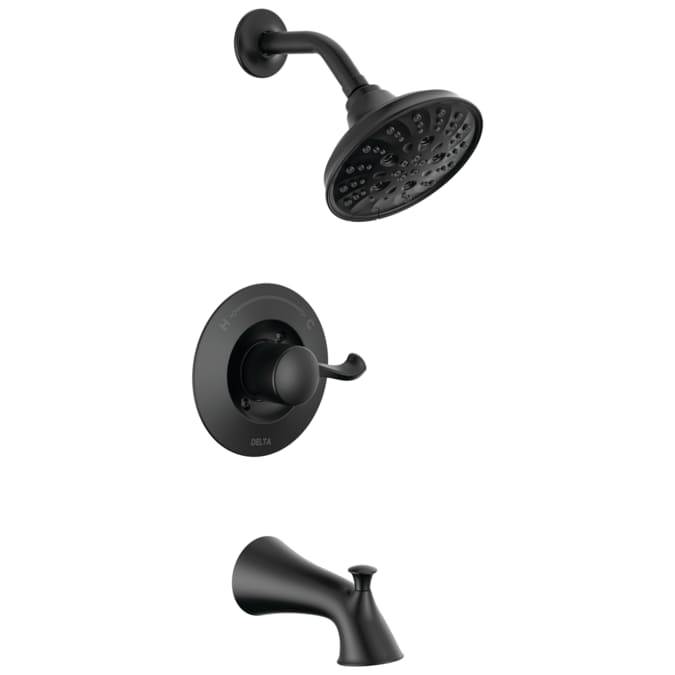 Delta Esato Matte Black 1-handle Multi-function Round Bathtub and Shower Faucet Valve Included