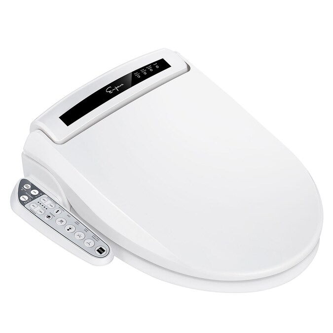 Empava Contemporary Plastic White Elongated Soft Close Heated Bidet Toilet Seat
