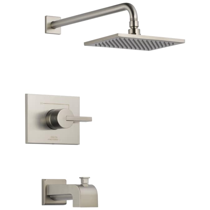 Delta Vero Stainless 1-handle Single Function Square Bathtub and Shower Faucet Valve Included