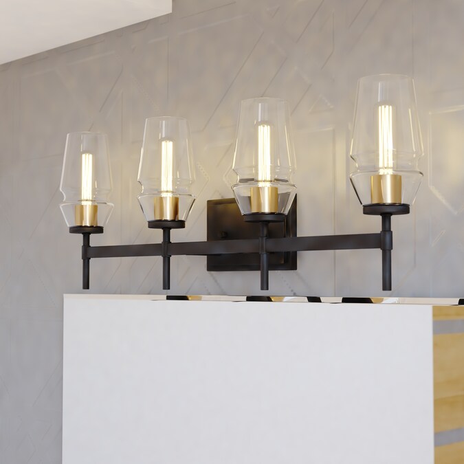 Cascadia Warren 30-in 4-Light Matte Black Mid-century Vanity Light