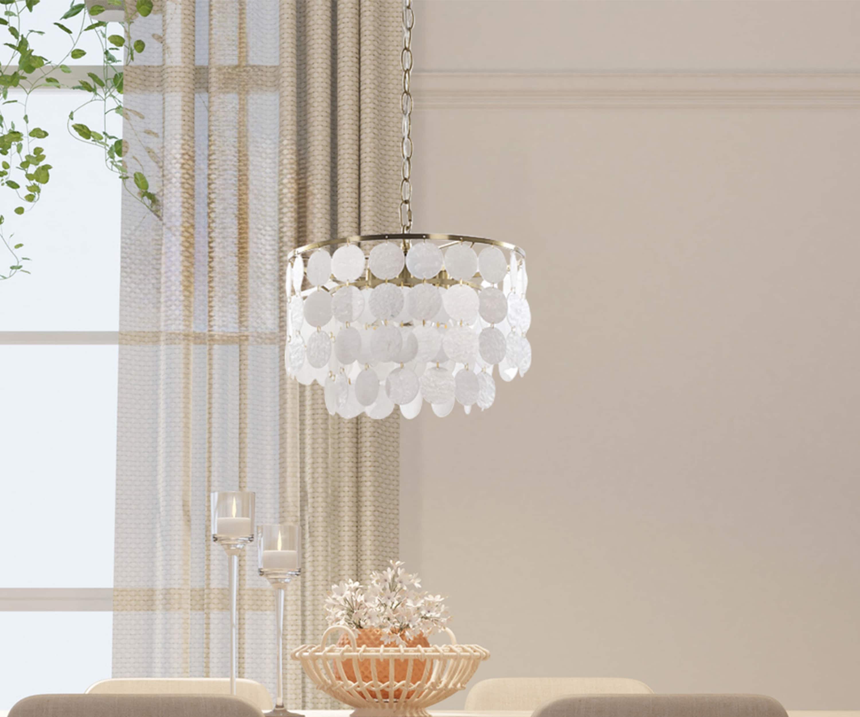 Lemmond 3 -Light Gold Transitional Tiered Small Hanging Convertible pendant/Semi-flush