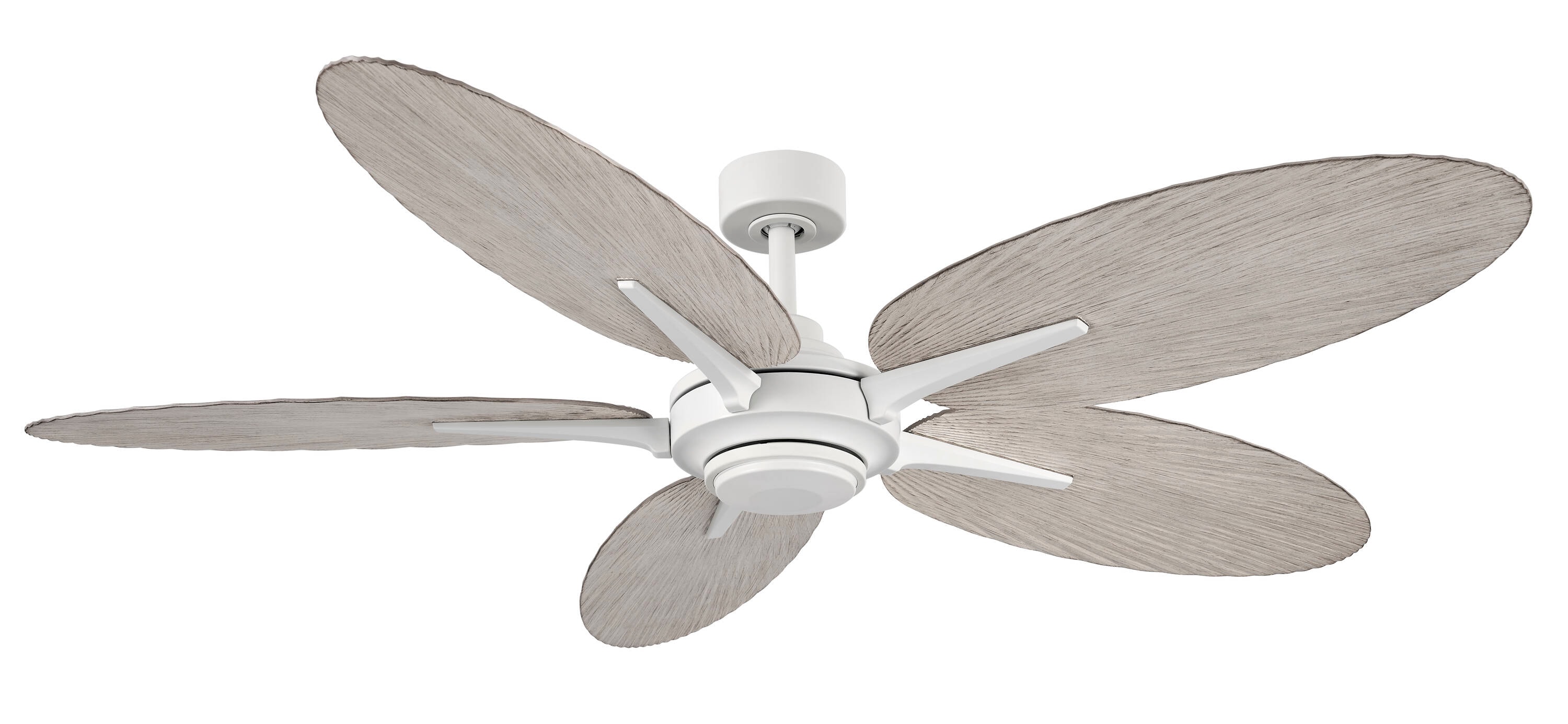 Tropic Palm 60-in Outdoor Matte White with White-Washed Oak Blades Ceiling Fan Without Light and Remote ( 5 -Blade ) - Image 3