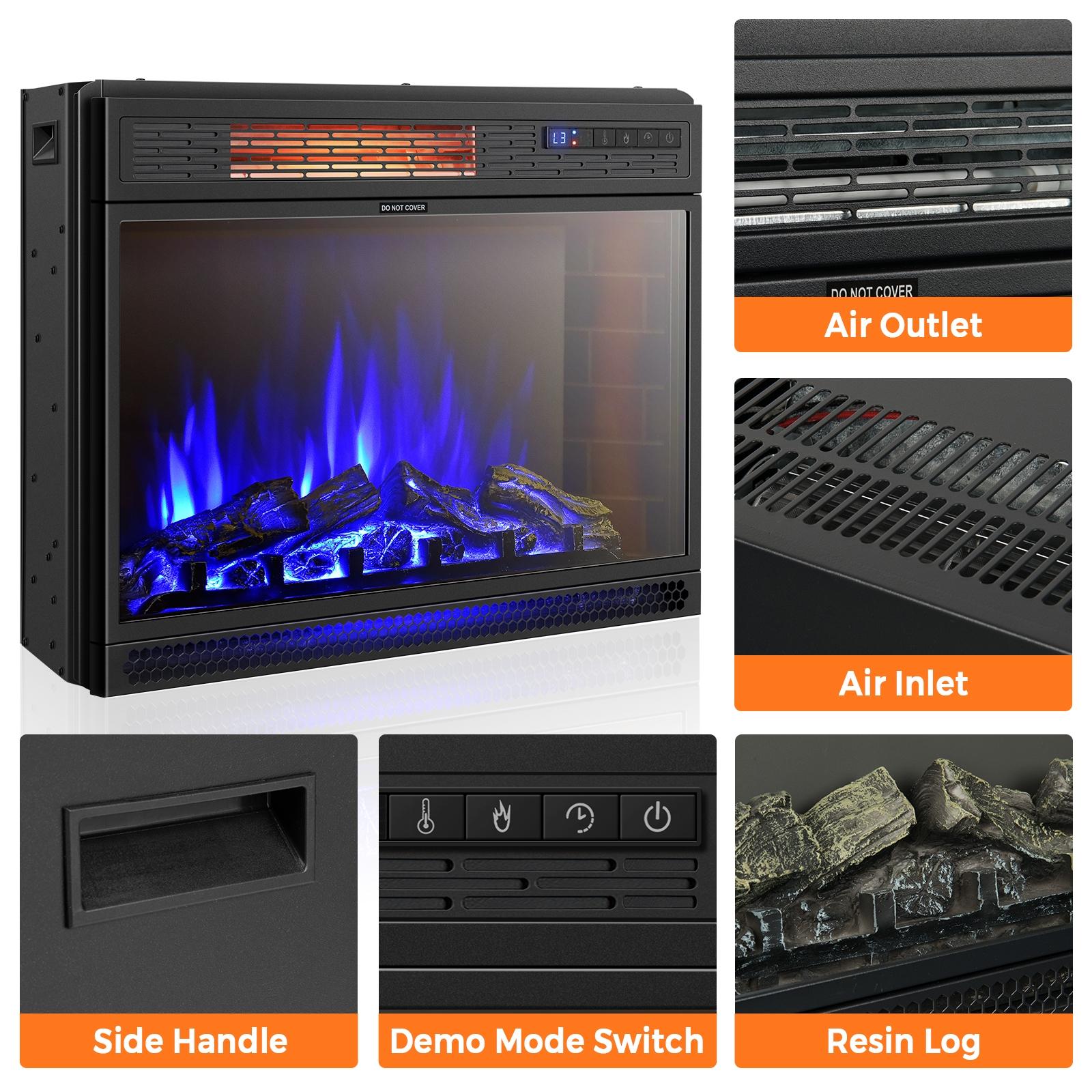 25-Inches W Black Free standing Infrared quartz Corner Electric Fireplace with Remote Control Included - Image 5