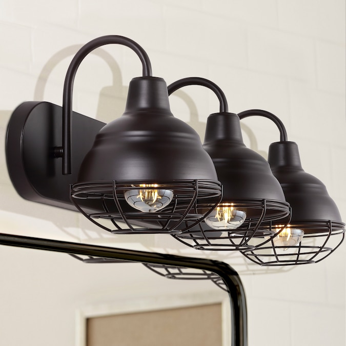 JONATHAN  Y Levi Iron Industrial Farmhouse 24.5-in 3-Light Oil-Rubbed Black LED Rustic Vanity Light