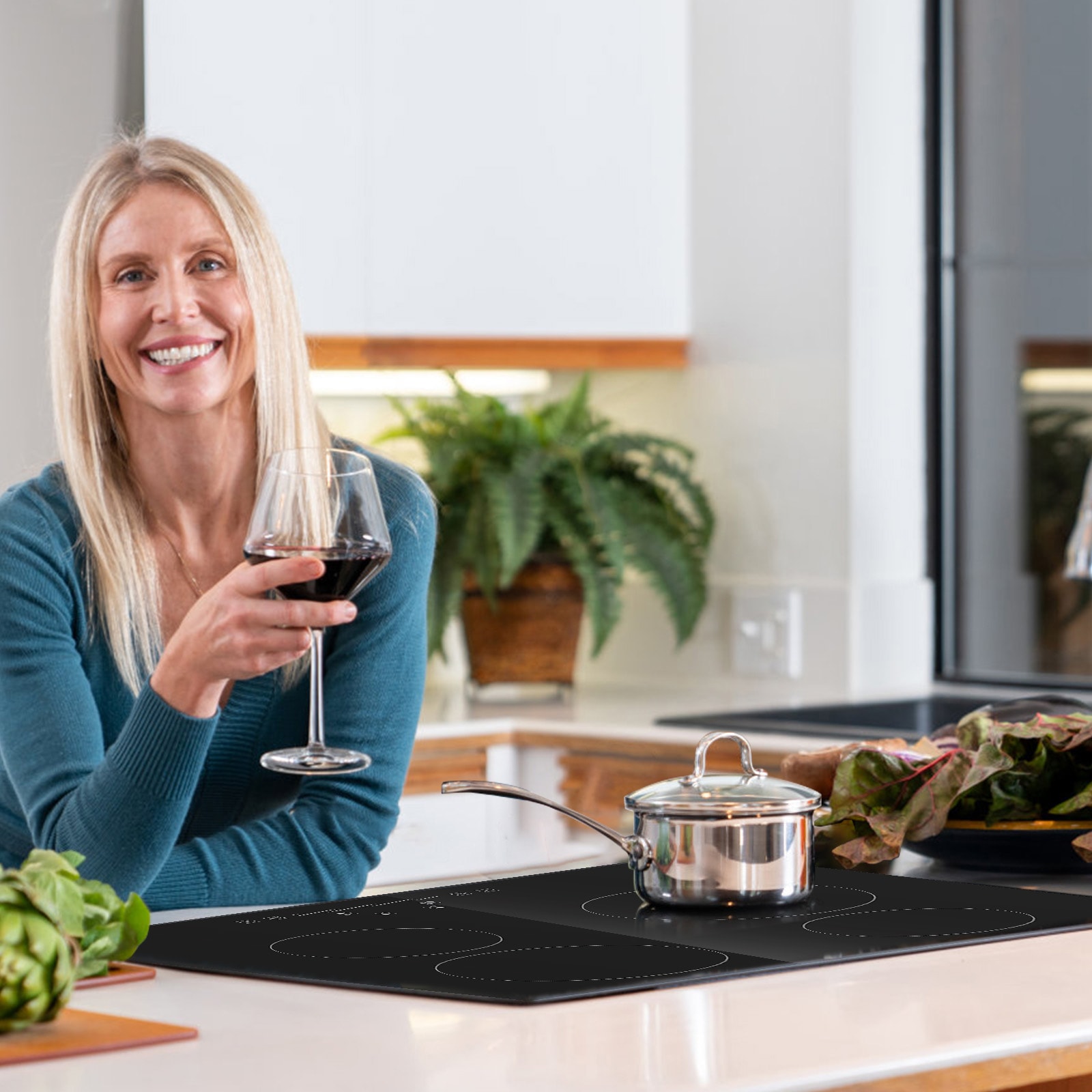 Built-in Ceramic Stove 6000W 24-in 4 burners Smooth Surface (Radiant) Black Electric Cooktop - Image 2