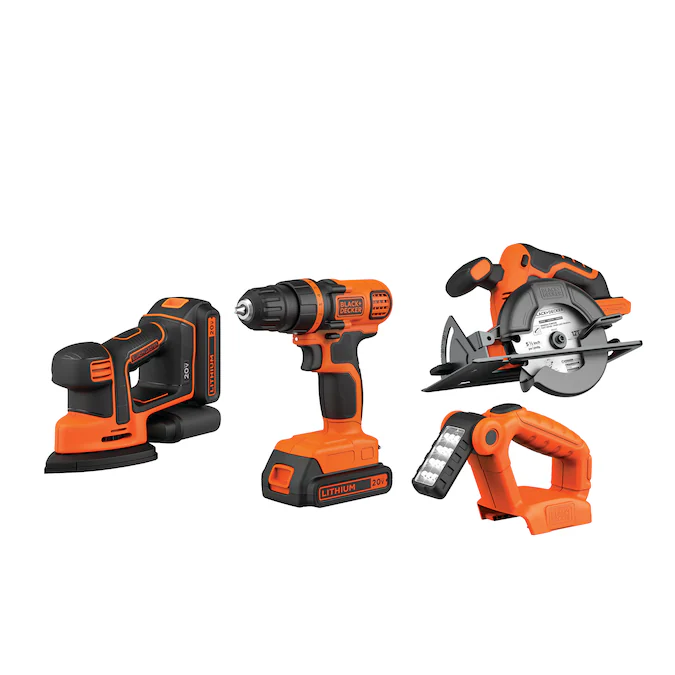 BLACK+DECKER 20-volt Max 4-Tool Power Tool Combo Kit (2-Batteries Included and Charger Included)