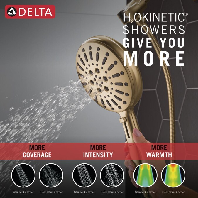 Delta SureDock Magnetic Lumicoat Champagne Bronze 6.19-in Round Handheld Shower Head 1.75-GPM (6.6-LPM) - Image 5