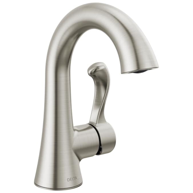 Delta Esato Spotshield Brushed Nickel Single Hole 1-Handle WaterSense Bathroom Sink Faucet with Drain and Deck Plate