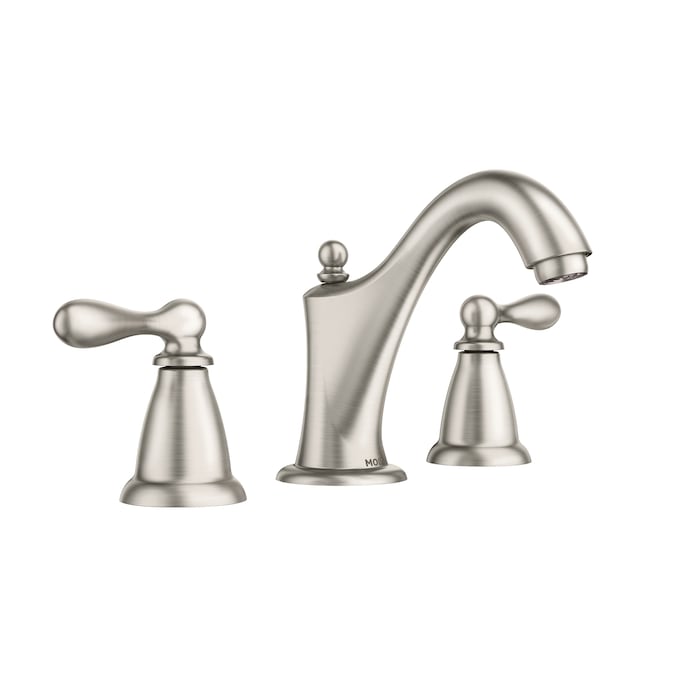 Moen Caldwell Brushed Nickel Widespread 2-Handle WaterSense Bathroom Sink Faucet with Drain