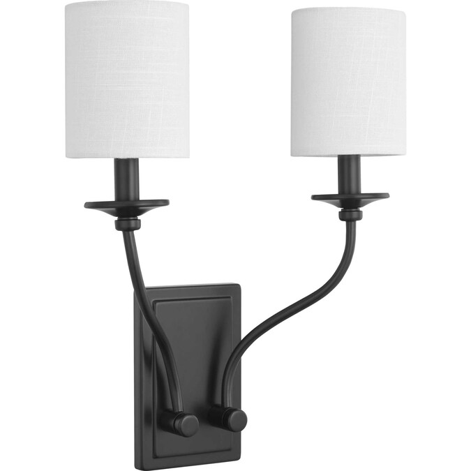 Progress Lighting Bonita 13.625-in W 2-Light Matte Black Incandescent Wall Sconce