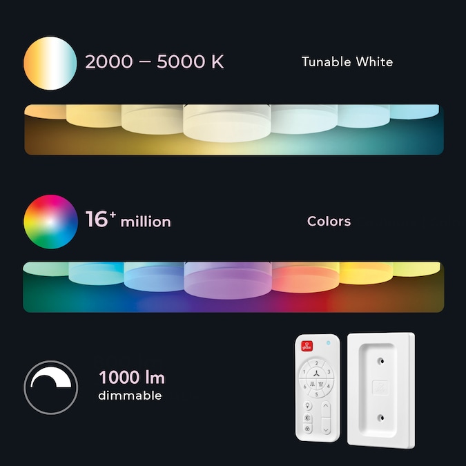 Globe Electric Dayton 52-in Color-Changing Integrated LED Outdoor Smart White with White Blades Ceiling Fan With Light - Remote Included ( 5 -Blade ) - Image 11