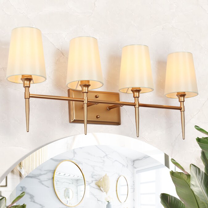 LNC Trend 29-in 4-Light Matte Gold LED Transitional Vanity Light Bar