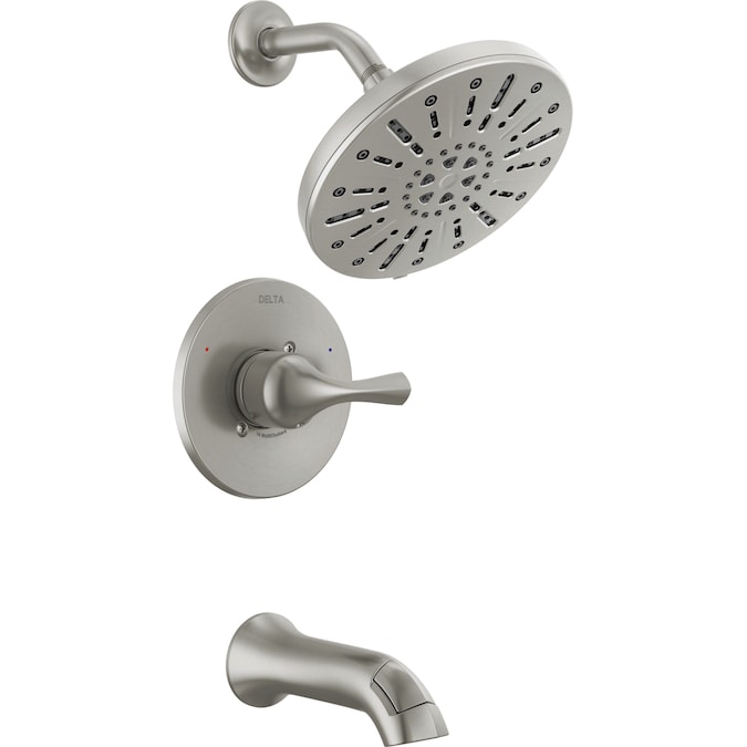 Delta Eldren Spotshield Brushed Nickel 1-handle Multi-function Round Bathtub and Shower Faucet