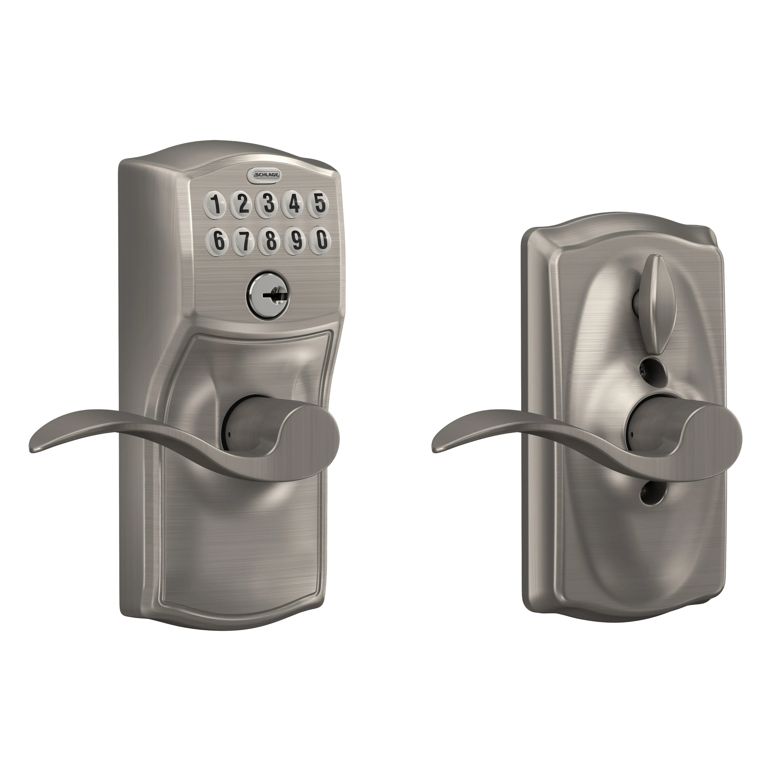 Camelot-Accent Satin Nickel Electronic Handle and Keypad