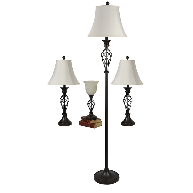 allen + roth Clairiby Transitional Medium Base (e-26) Lamp Set with Off-white Shades - Image 5