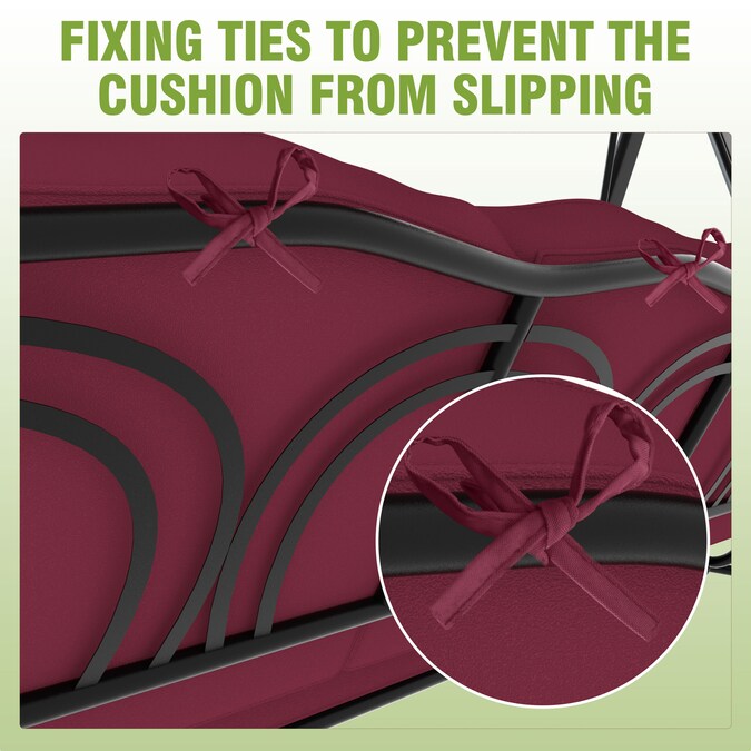 VEIKOUS Included side trays 3-person Wine Red Steel Outdoor Swing - Image 8