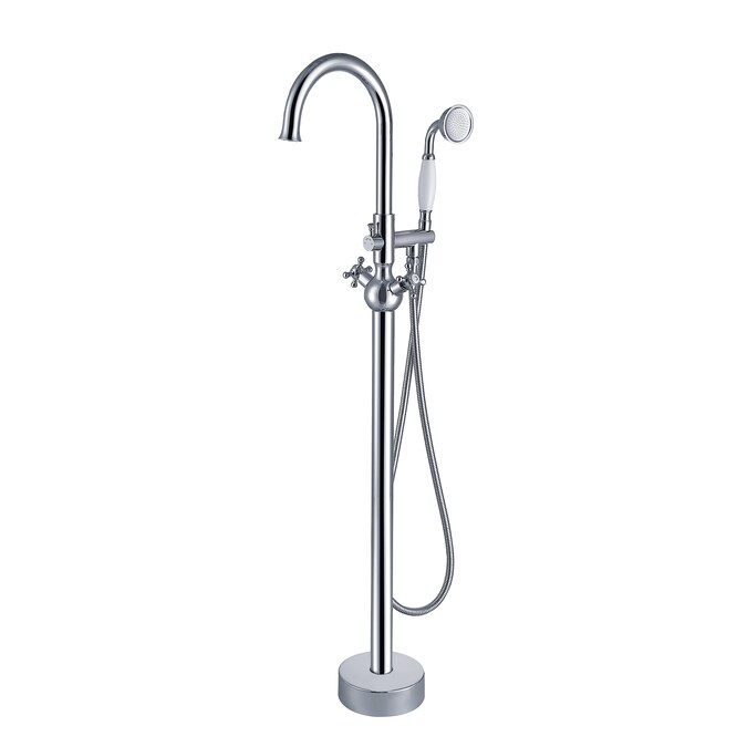 Clihome Chrome 2-handle Freestanding Mid-arc Bathtub Faucet with Hand Shower (Valve Included)