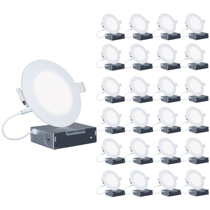 Infibrite Canless Slim Round Recessed 24-Pack 6-in LED Remodel or New Construction White Airtight Ic Baffle Canless Recessed Light Kit