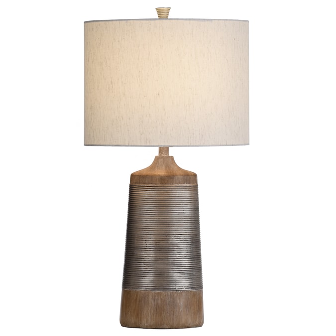 StyleCraft Home Collection Haverhill 31-in Wood and Silver 3-way Table Lamp with Linen Shade