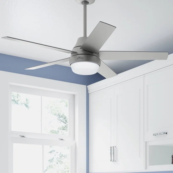 Hunter Aerodyne SIMPLEconnect 52-in Matte Silver LED Indoor Smart Ceiling Fan with Light and Remote (5-Blade)