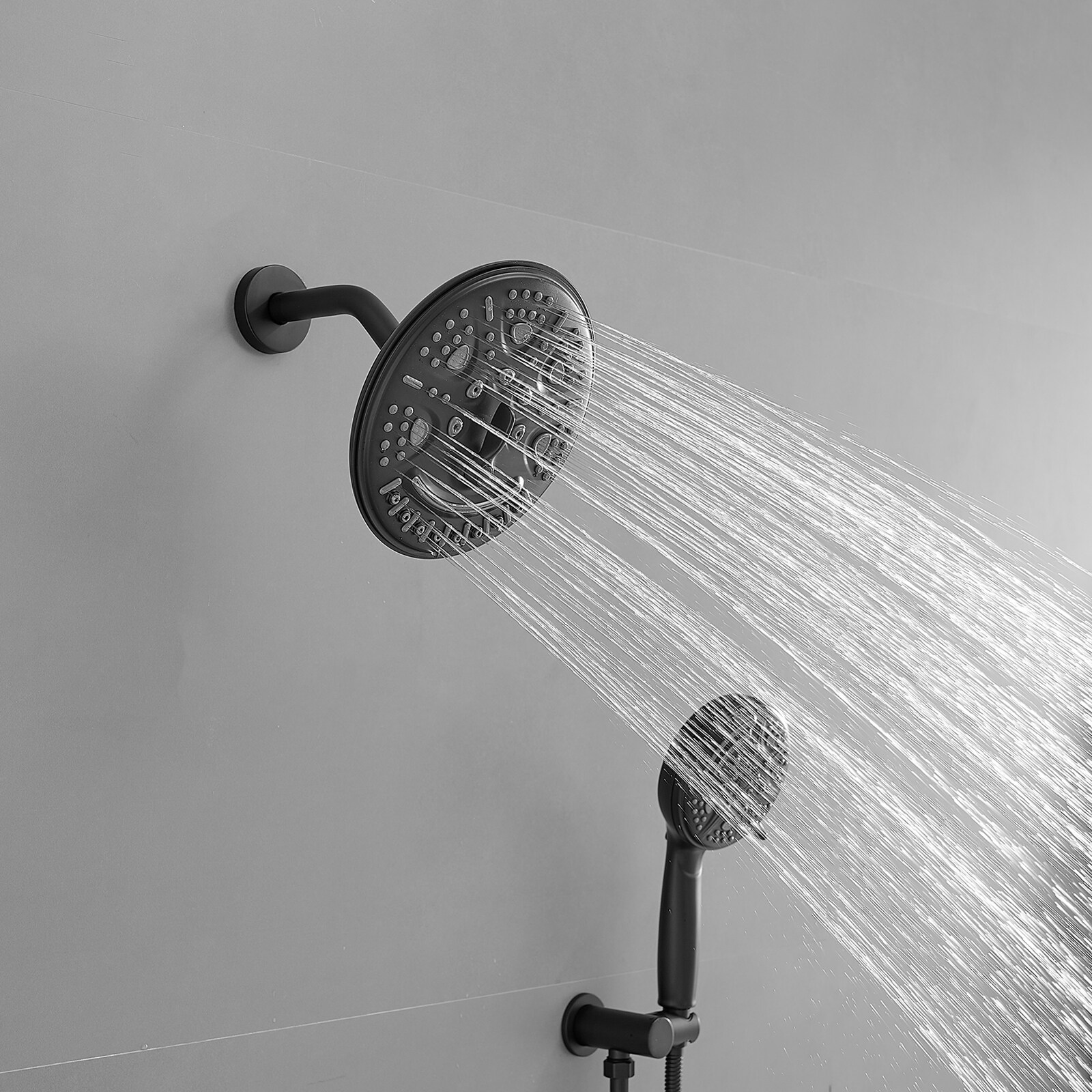 Matte Black 1-handle Multi-function 13.58-in Round Shower Faucet with Valve - Image 15