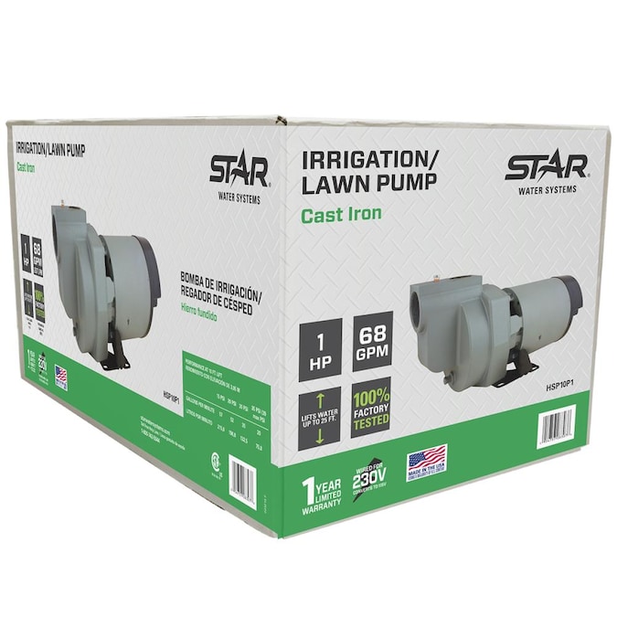 STAR Water Systems 1-HP 115 and 230-Volt 68-GPM Cast Iron Lawn Pump - Image 2