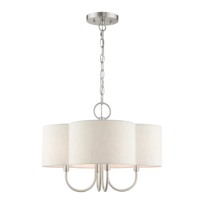 Livex Lighting Solstice 4-Light Brushed Nickel French Country/Cottage Damp Rated Chandelier