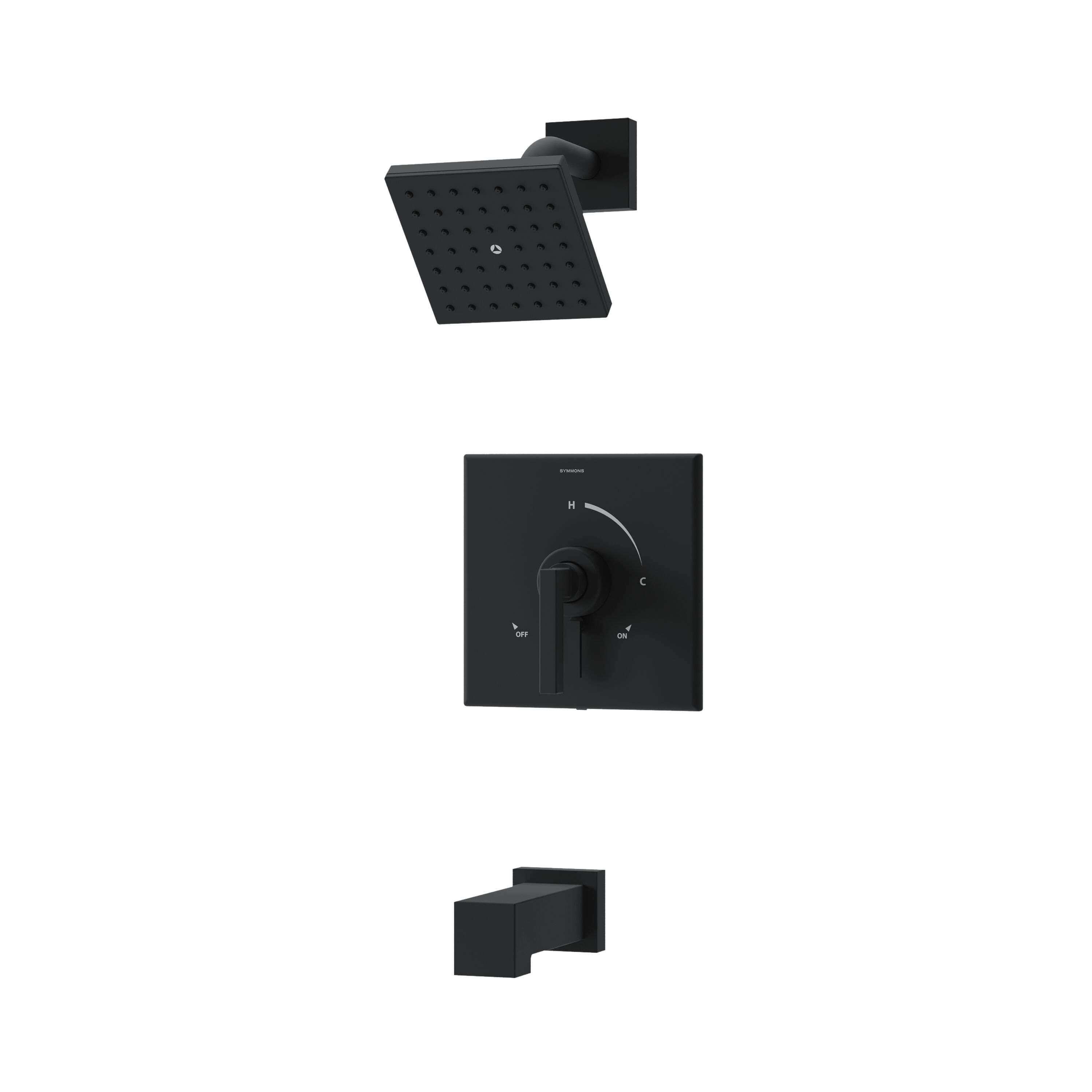 Duro Matte Black 1-handle Single function 4.92-Inches Square Bathtub and shower Faucet