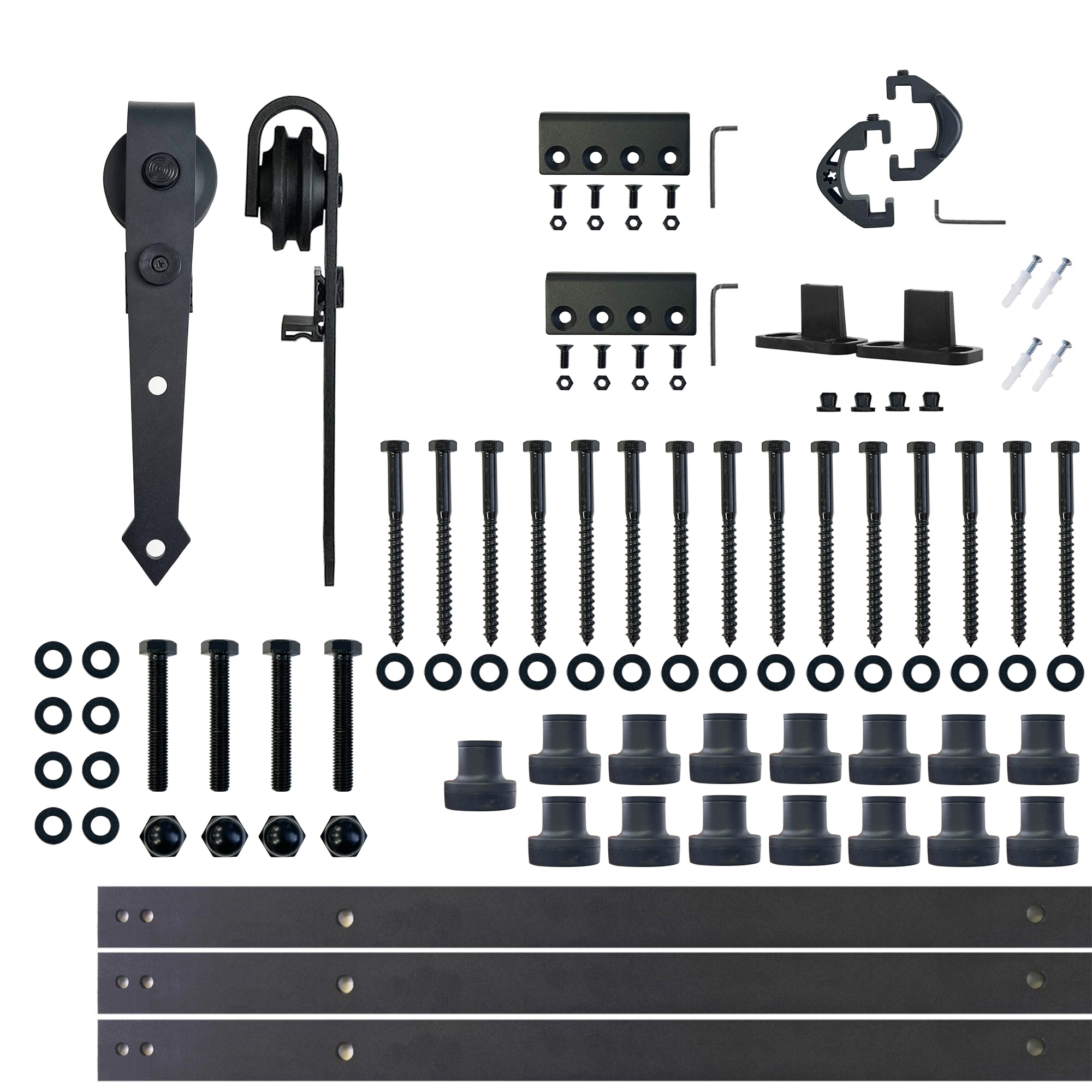 216-in Rustic black Black Indoor Arrow Single Barn door hardware kit