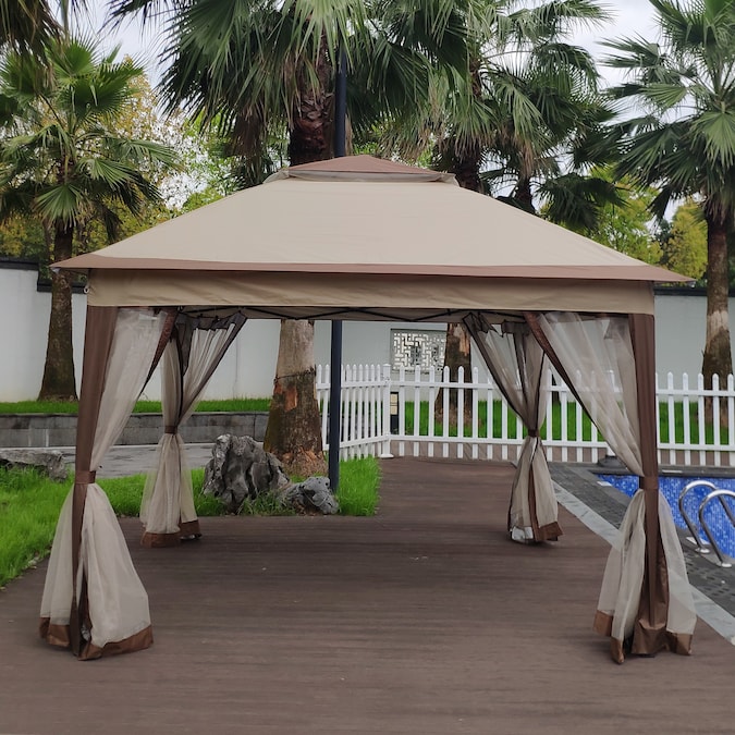CASAINC 11-ft x 11-ft Square Brown Pop-up Canopy - Image 9