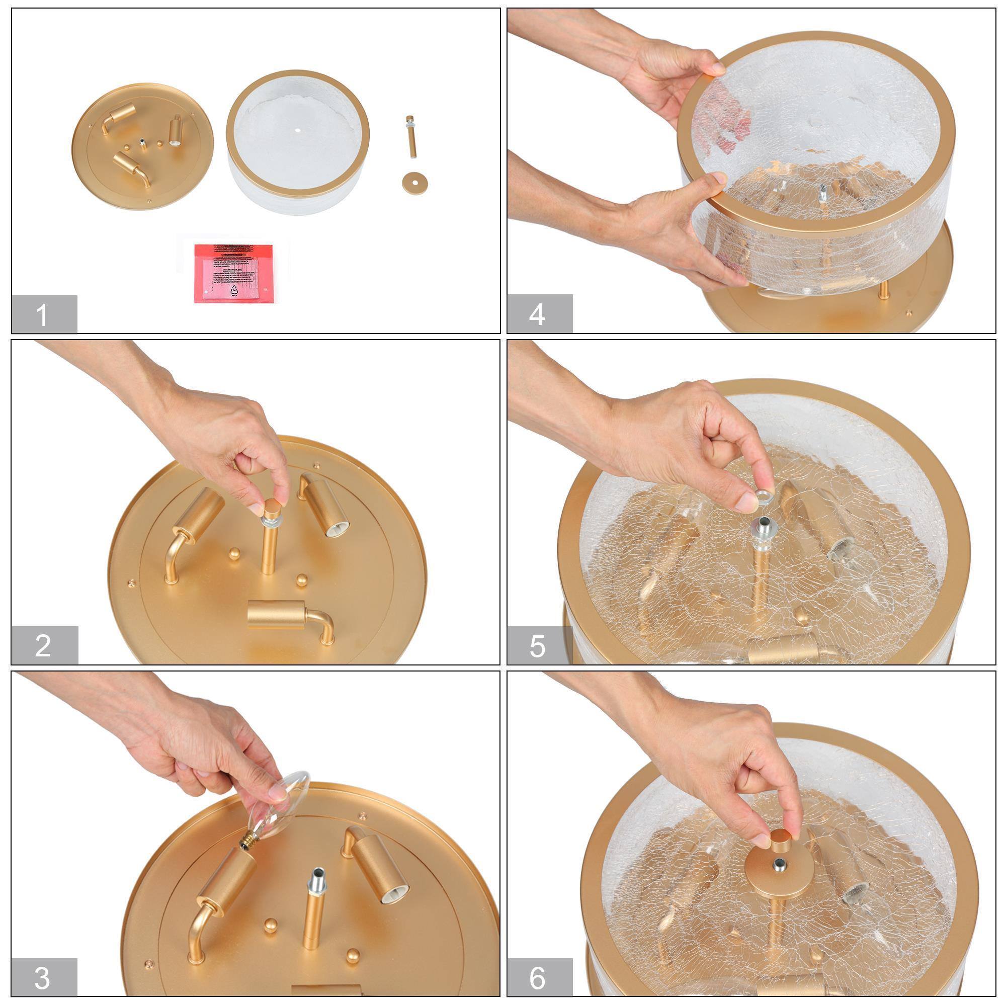 Transitional 3 -Light 12.2-in Matte Gold Semi Flush Mount Light - Image 10