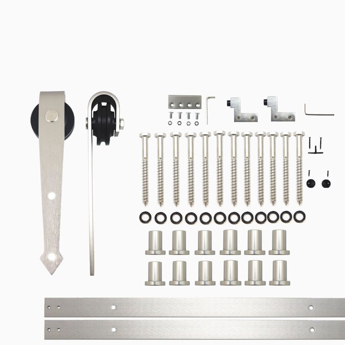 HOMACER 192-in Brushed Nickel Indoor Arrow Single Barn Door Hardware Kit
