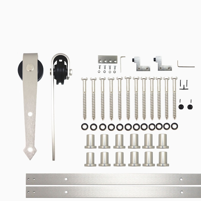 HOMACER 180-in Brushed Nickel Indoor Arrow Single Barn Door Hardware Kit