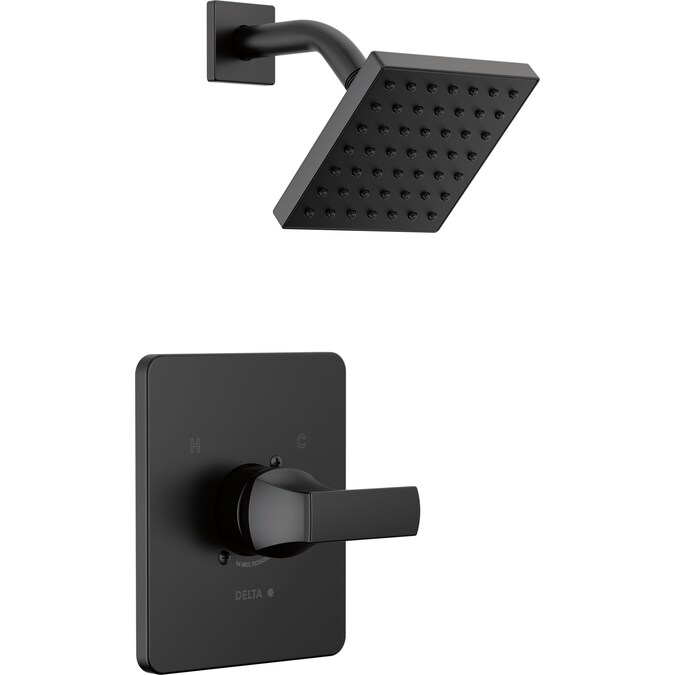 Delta Velum Matte Black 1-handle Single Function Square Bathtub and Shower Faucet