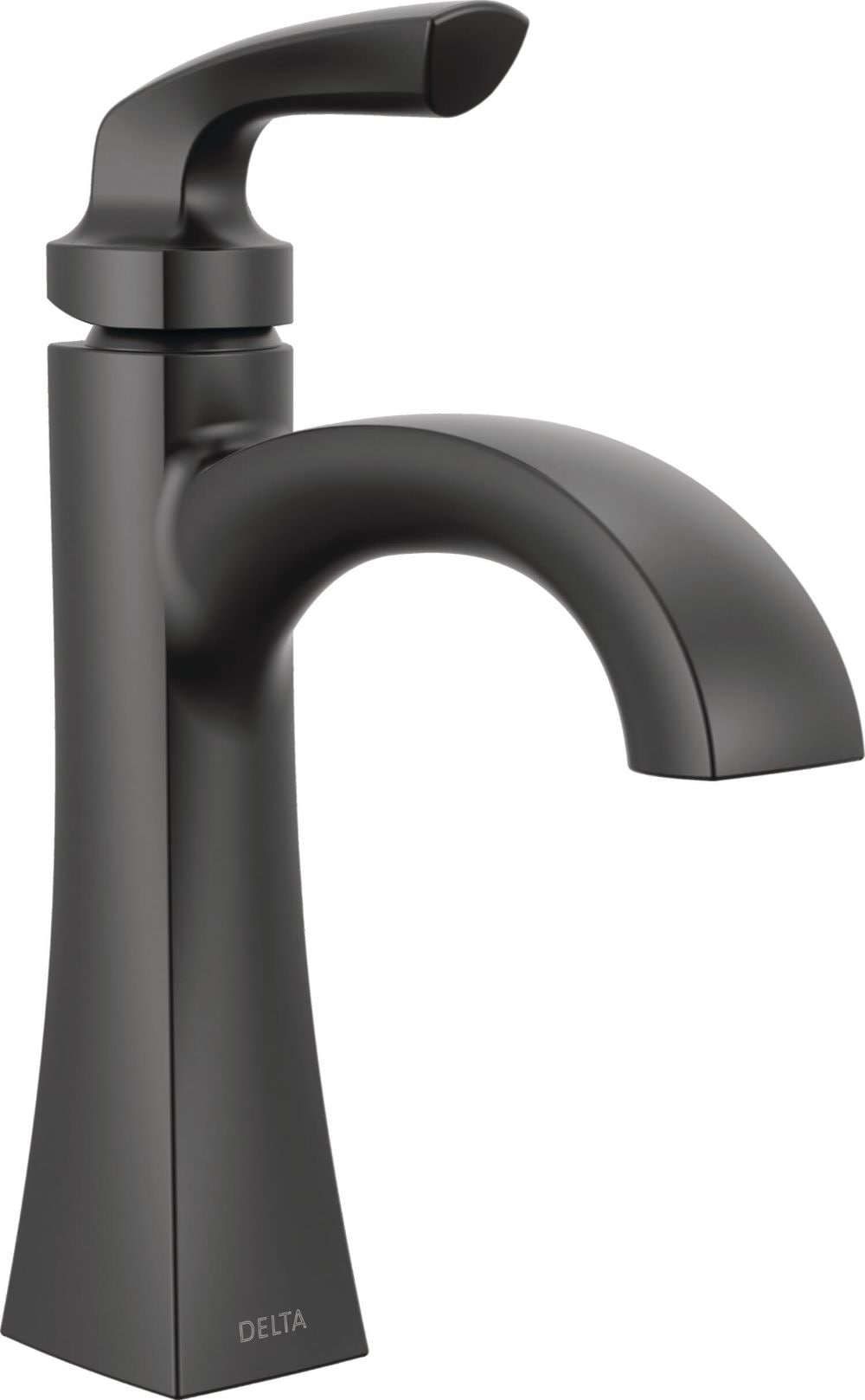 Lacey Matte Black Single hole 1-handle WaterSense Mid-arc Residential Handle Bathroom Sink Faucet with Drain with Deck Plate