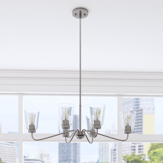 Project Source Traywick 6-Light Brushed Nickel Transitional LED Dry rated Chandelier