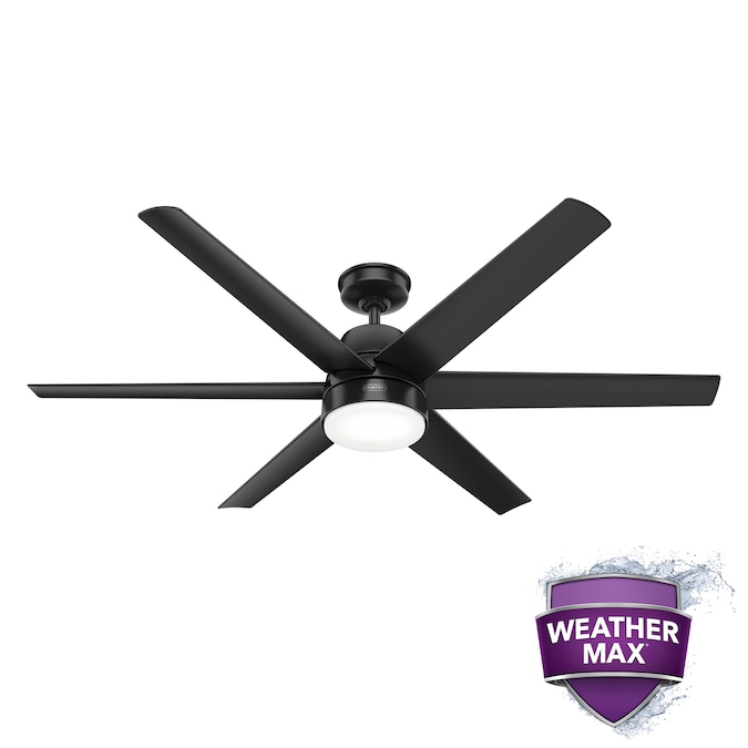 Hunter Skysail WeatherMax 60-in Matte Black with Matte Blades LED Indoor/Outdoor Ceiling Fan with Light (6-Blade)