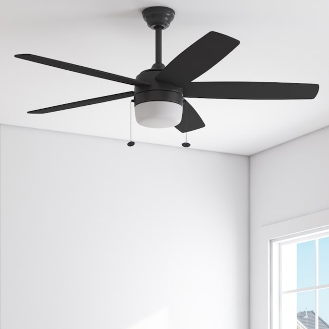Harbor Breeze Becca 44-in Matte Black with Matte Black/Cimmeron Blades Color-changing Indoor Ceiling Fan with Light (5-Blade)