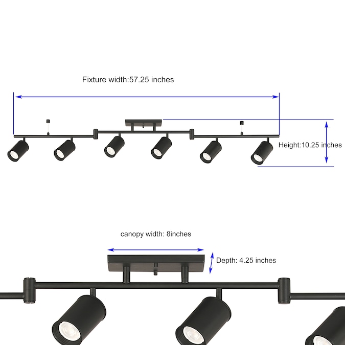 allen + roth Mason 57.25-in 6-Light Matte Black dimmable Gu10 Pin Base Traditional Track Bar - Image 9