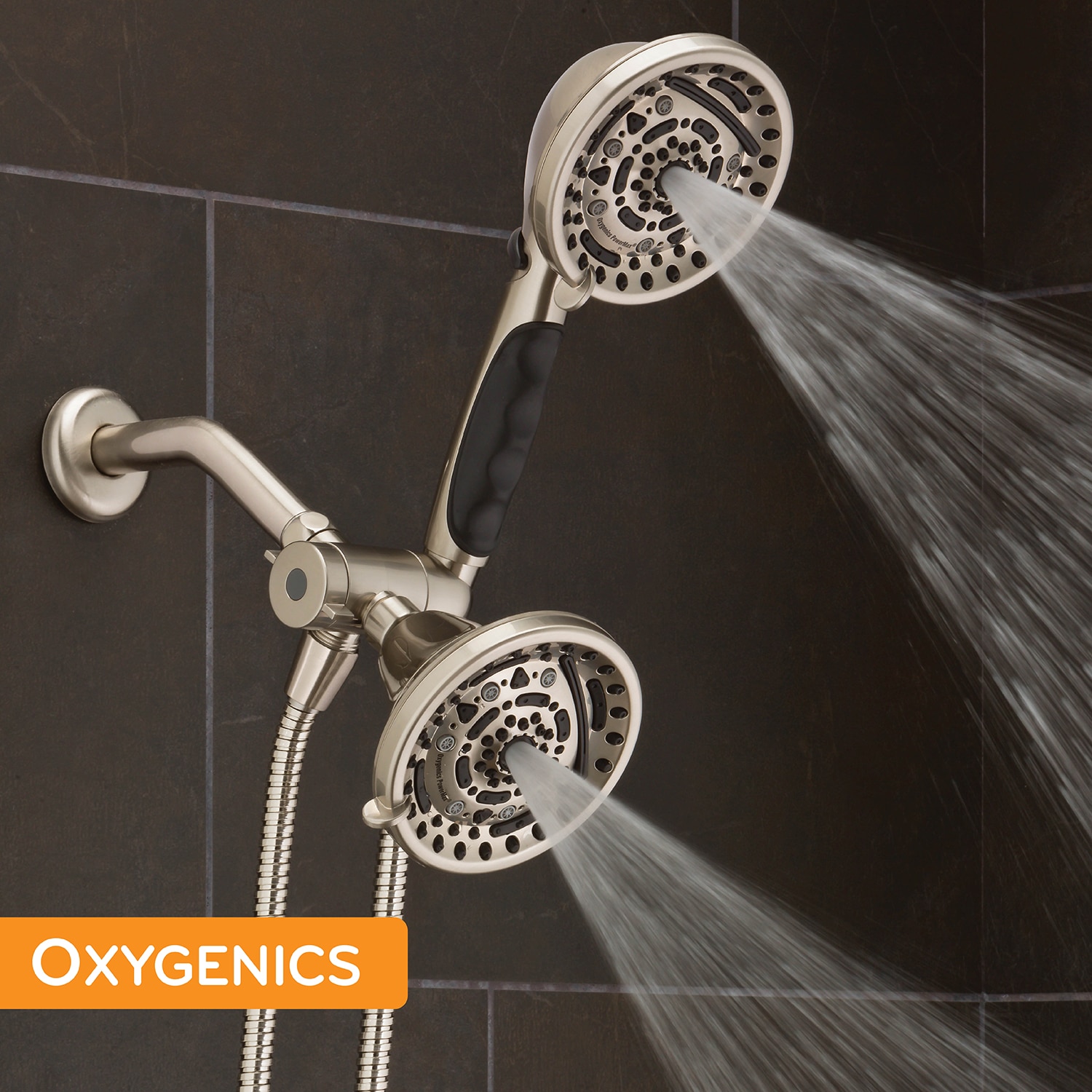 PowerMax 99.0 -Spray Brushed Nickel 4.5-in Round Dual/Combo High Pressure Shower Head 1.8 GPM - Image 8