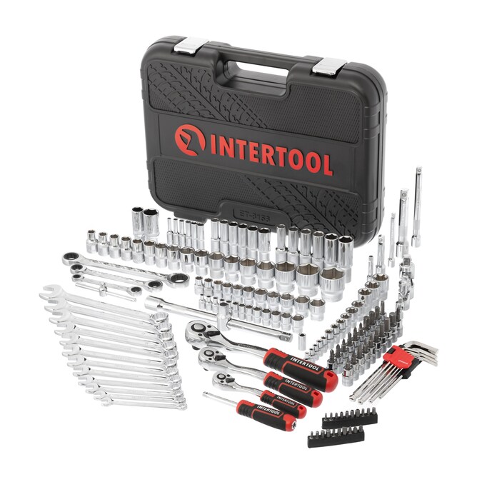 INTERTOOL 156-Piece Metric Chrome Mechanics Tool Set with Hard Case