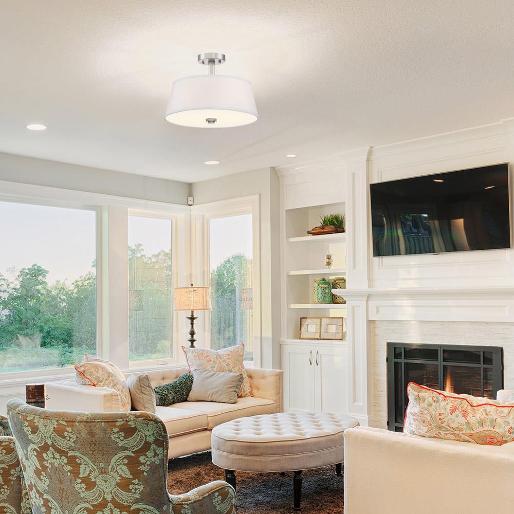 Studio 2 -Light 15-in Satin Gray Semi Flush Mount Light