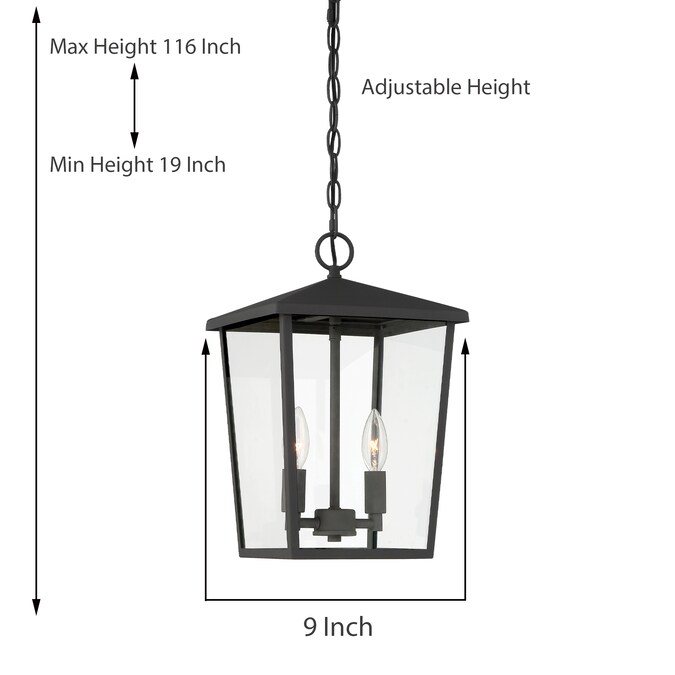 ACROMA Muscatine 2-Light Matte Black Modern/Contemporary Rectangle Led, Mini Hanging Pendant Light - Image 9