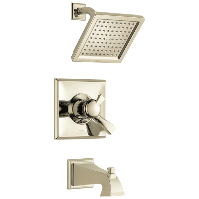 Delta Dryden Polished Nickel 2-handle Single Function Square Bathtub and Shower Faucet