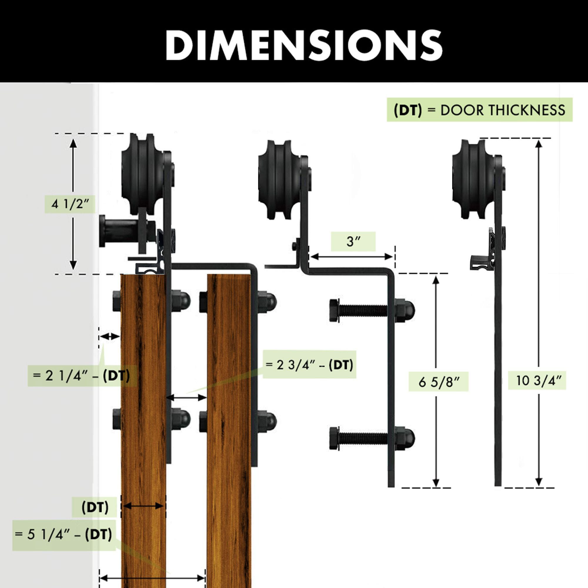 79-in Rustic black Black Indoor I-strap Double bypass Barn door hardware kit - Image 6