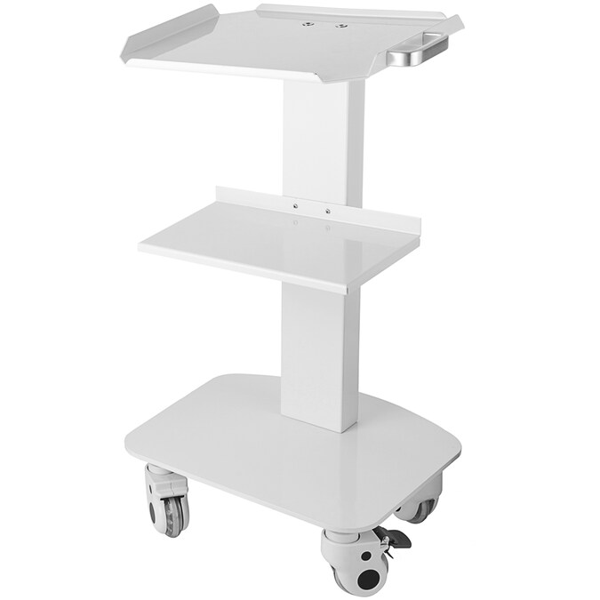 VEVOR 29.9-in Shelf Utility Cart, Steel, 3 Shelves, Wheels, White, 70 lbs. Weight Capacity