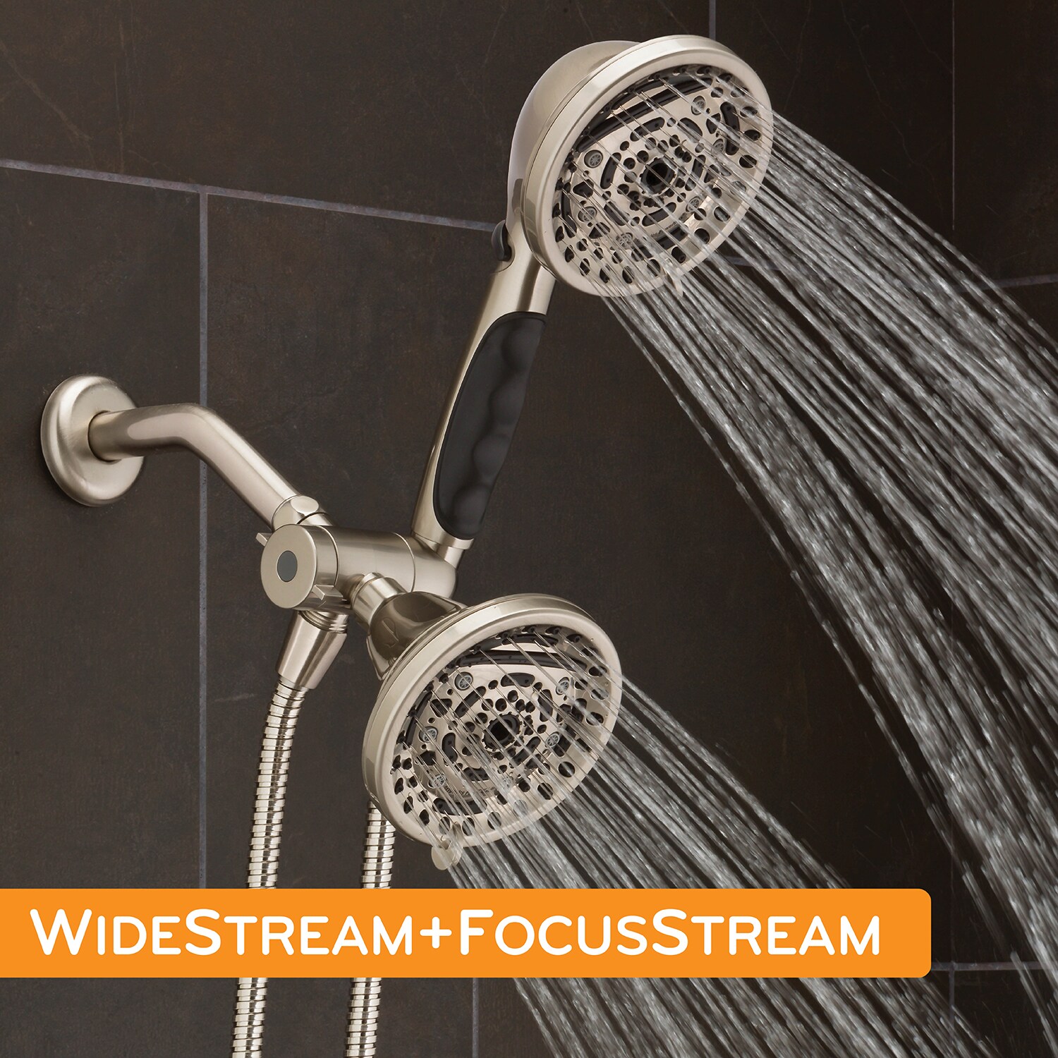 PowerMax 99.0 -Spray Brushed Nickel 4.5-in Round Dual/Combo High Pressure Shower Head 1.8 GPM - Image 12