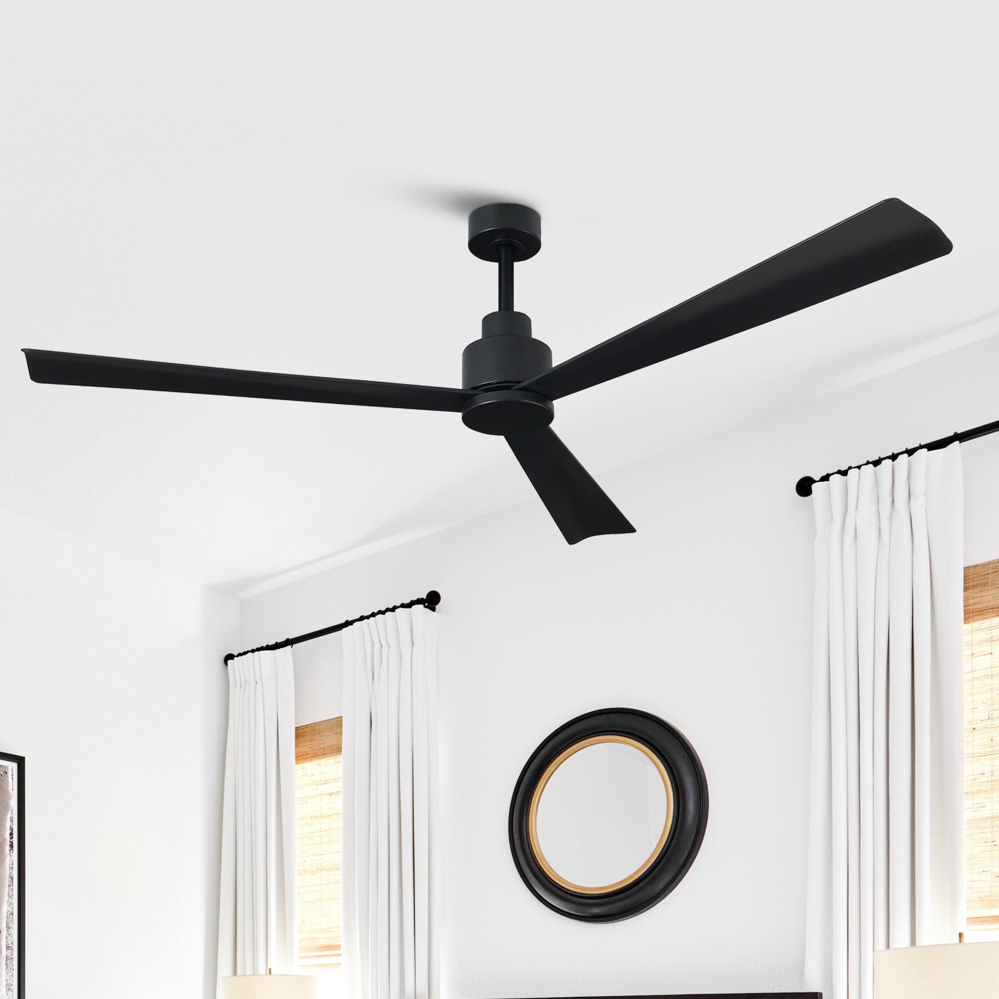 52-in Outdoor Matte Black with Black Blades Ceiling Fan Without Light - Remote Included ( 3 -Blade )
