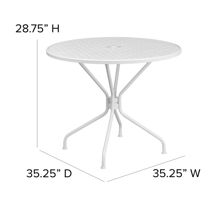 Flash Furniture Oia White Round Contemporary/Modern Dining Table, Metal with White Metal Base 35.25-in L x 28.75-in H - Image 4