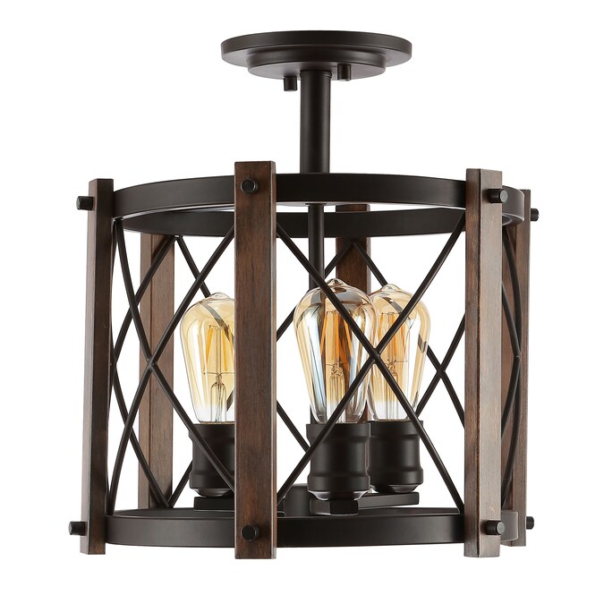JONATHAN Y Ferme Industrial Rustic 3-Light Oil-Rubbed Bronze Led Flush Mount Light - Image 7